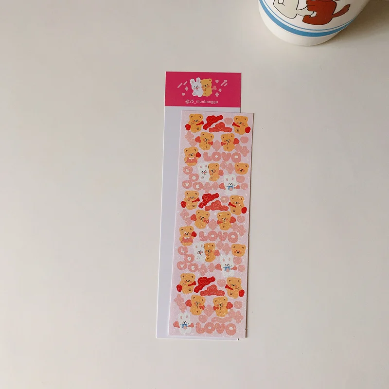 1Pc Ins Hot Kawaii Bear Bunny Stickers Scrapbooking Decorative Cute Sticker Korean DIY Diary Album Stick Label School Stationery