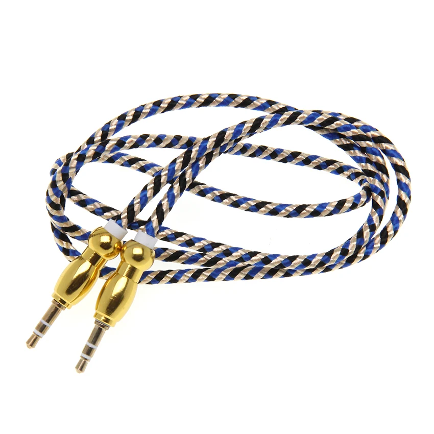 100cm Jack Audio Cable 3 5mm Gold Plug Stereo Aux Cables M M Headphone Cord for iPhone Car Speaker Earphone MP3 4