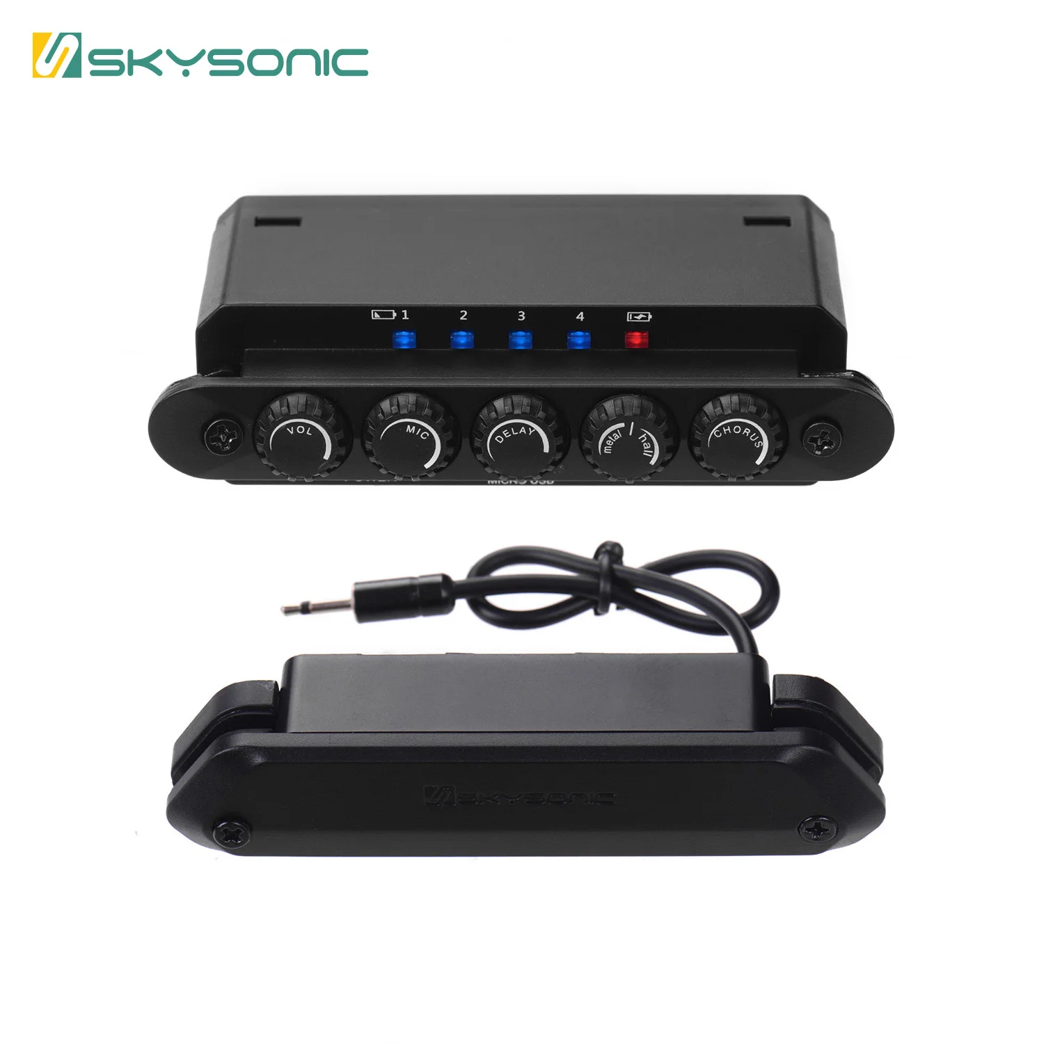 SKYSONIC R2 Акустическая гитара резонансный звукосниматель с магнитным регулятором громкости/громкости микрофона/задержки/реверберации/управления хором переключатель фаз