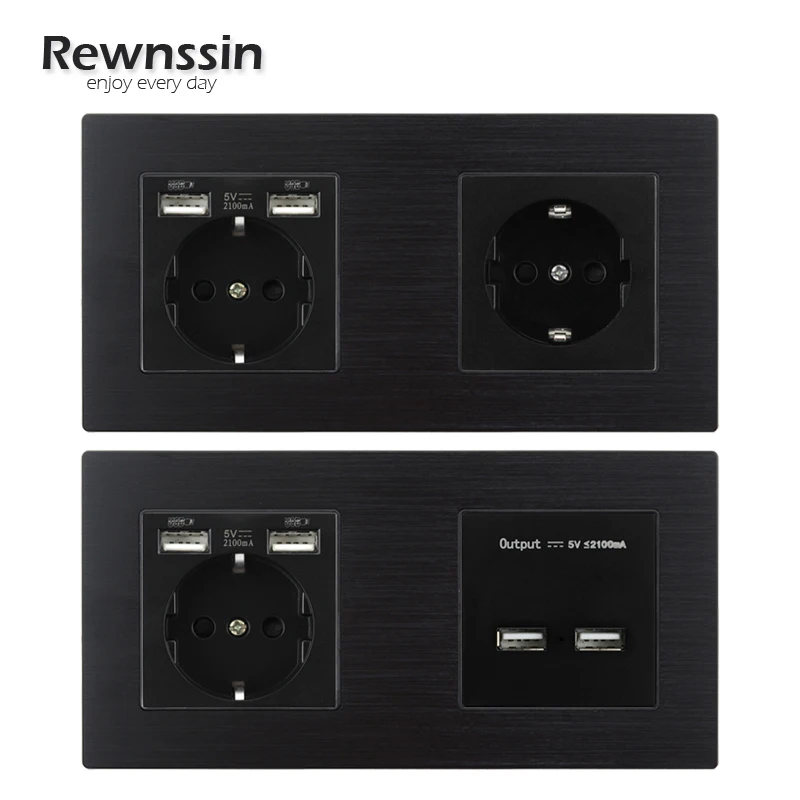 Rewnssin Dual USB EU Power Socket с USB-портом для зарядки 5V 2.1A USB-порт передачи данных HDMI скрытый