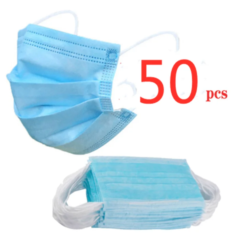 

Mask Safety Protective Workout Fitness Dust-Proof 50Pcs Non-woven Breathable Anti Mouth Nose Covers Proof Industrial