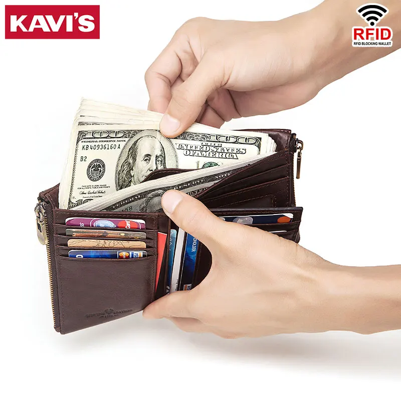 Кошелек KAVIS мужской из натуральной кожи|purse male|men wallets brand luxurymens luxury |
