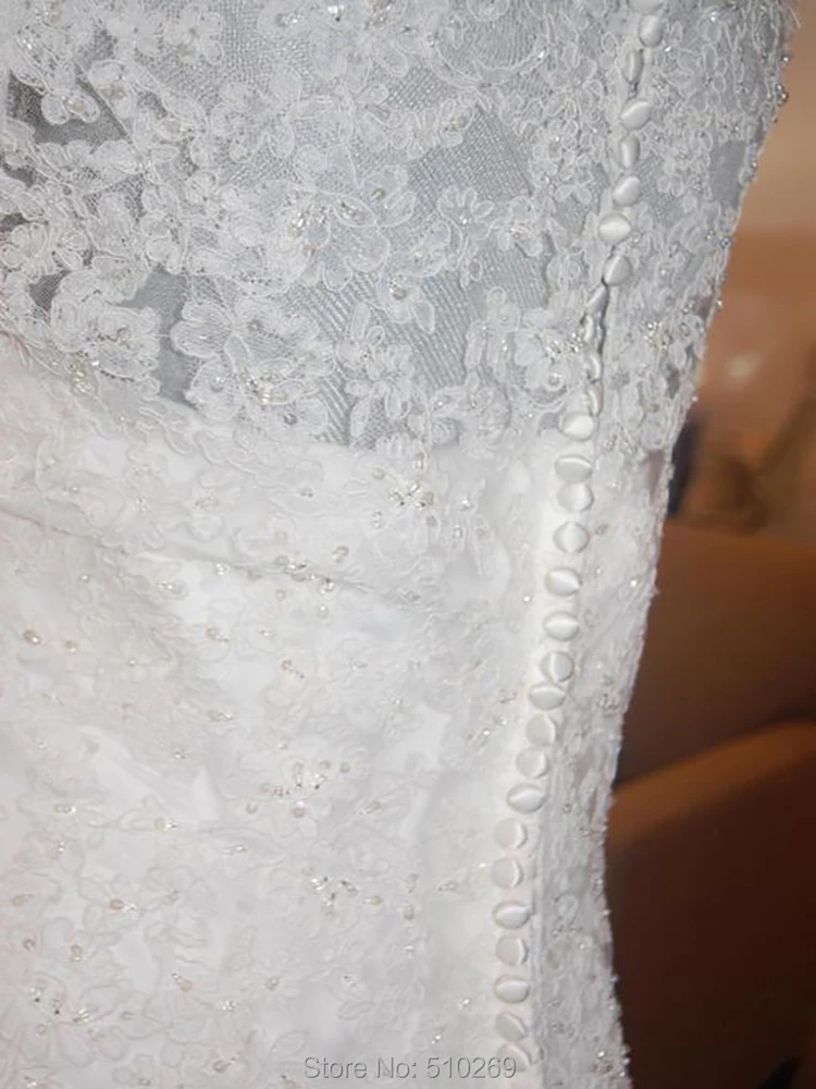 V Neck Half Sleeve Sheer Illusion Lace Appliques Custom Made Vestido De Noiva Renda Vintage Plus Size Wedding Dress