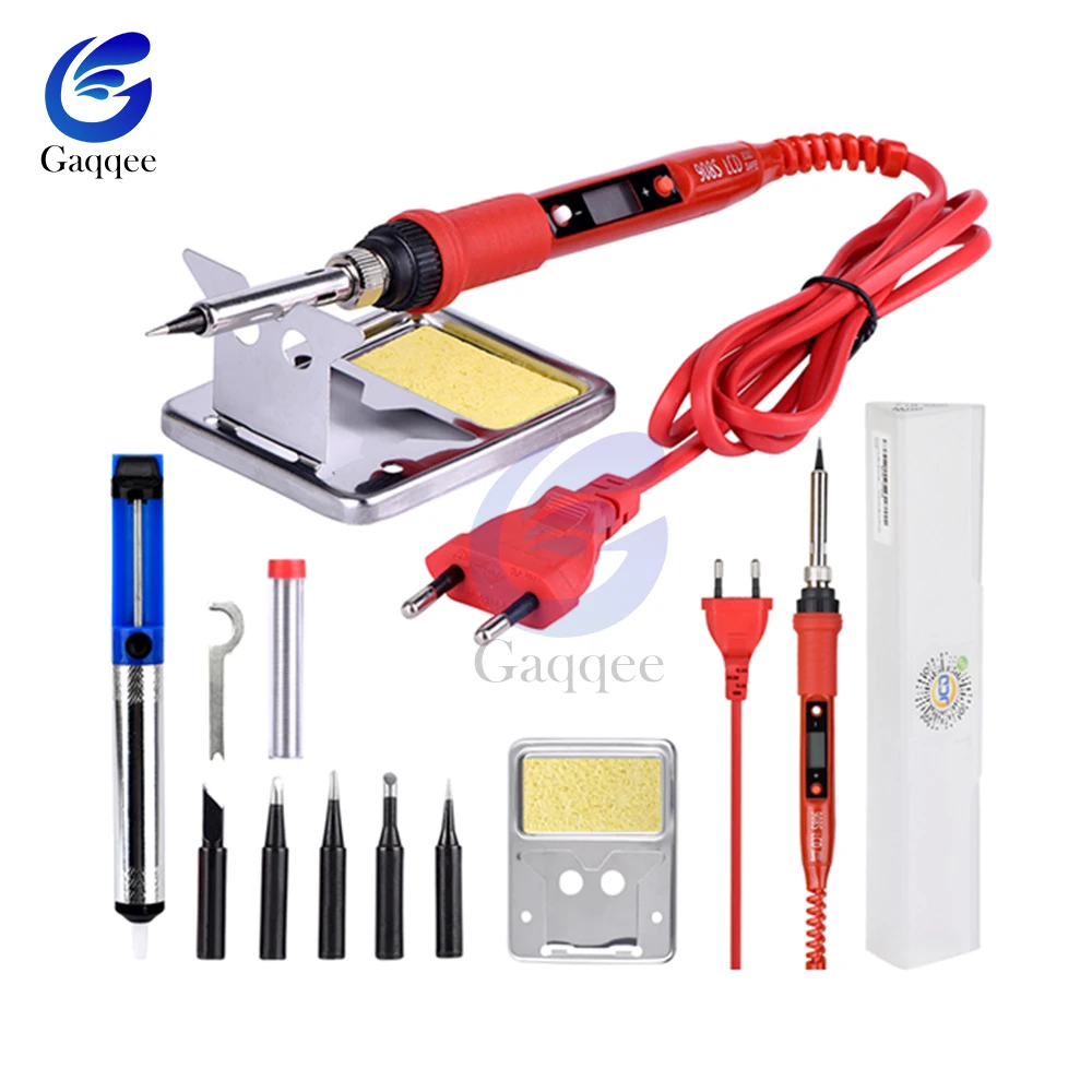 

220V 80W LCD Electric Soldering iron 908S Adjustable Temperature Solder iron With quality soldering Iron Tips and kits