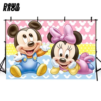

DAWNKNOW Cartoon Baby Mouse Photography Background Birthday Party Photocall Backdrop Children Photo Studio lv1896