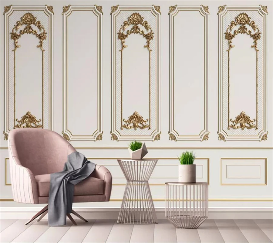 

Drop Shipping Custom 3d Mural Embossed Papel De Parede Door Frame Plaster European Style Bedroom Decorative 3d Wallpaper