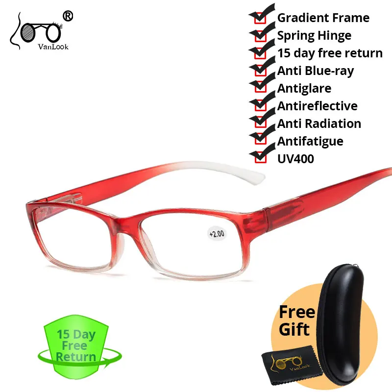 

Vanlook Fashion Gradient Spectacles Frame Reading Glasses Anti blue ray Women Gafas de Lectura Spring Hinge Eyeglass