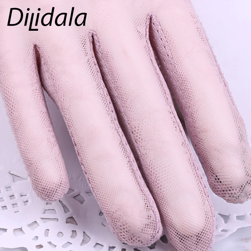 Dilidala летние хлопковые перчатки солнцезащитные кружевные вышитые перчатки для вождения женские тонкие велосипедные эластичные солнцезащитные перчатки