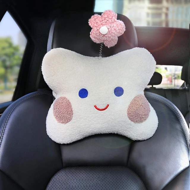Cute Car Neck Pillow Cartoon Animal Headrest Travel Rest Cushion Plush Auto  Seat Neck Lumbar Support Car Interior Accessories - Neck Pillow - AliExpress