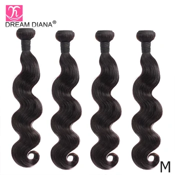 

DreamDiana Remy Brazilian Hair BodyWave 3/4 Bundles 8"-30" Natural Color Dyeable Hair Bundles 100% Human Hair Extensions M