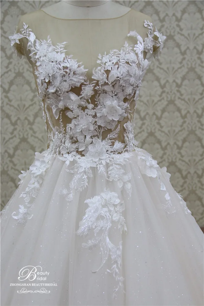 Beautybridal реальные фотографии роскошное свадебное платье es Chaple с кружевными аппликациями и открытыми плечами свадебное платье Vestido JM015