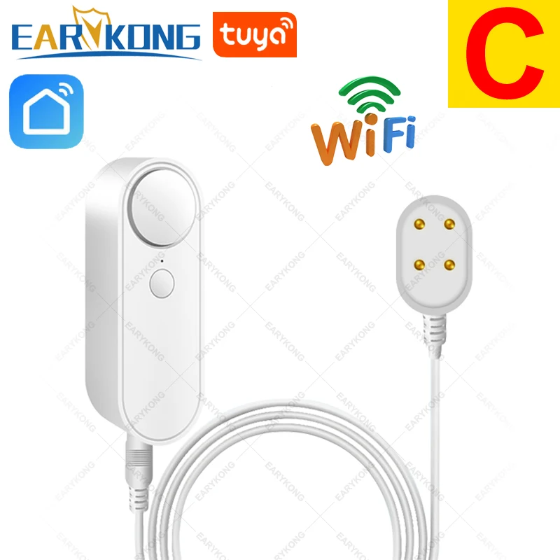 EARYKONG WiFi smart Tuya Water Leakage Sensor Tuya Water Alarm Compatible With Tuyasmart / Smart Life APP Easy Installation 