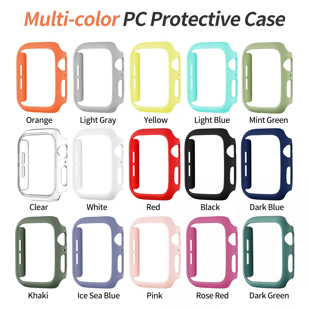 

Fashion Color PC Hard Case for Apple Watch SE Cover Series 6 5 4 3 Matte Bumper 40mm 44mm 38mm 42mm for iWatch Protective Shell