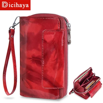 

Wristband Women LEATHER Wallet Many Departments Female Wallets Clutch Lady Purse Zipper Coin Pocket Card Holder Ladies Carteras