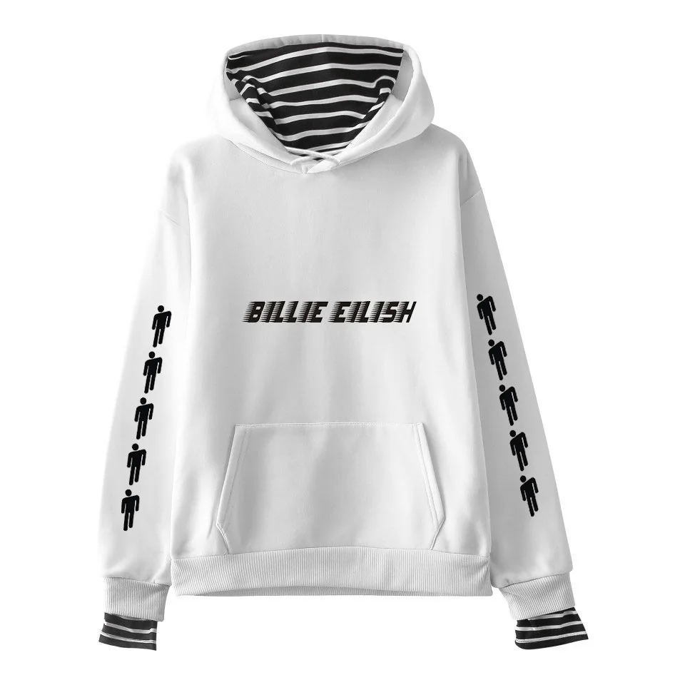 white - style 2 Billie Eilish, для взрослых, унисекс, для женщин и мужчин, с буквенным принтом, толстовка с капюшоном, куртка, свитер, сшитый, стильный, в полоску, спортивный костюм для мальчиков - Цвет: white - style 2