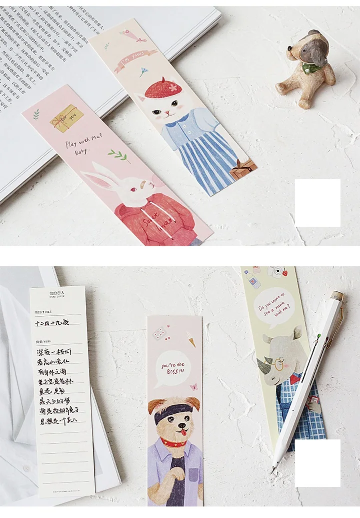 30 шт. Pet Lover Bookmarks для книг Маркер Набор милые животные бумага для поздравительных открыток Канцтовары для записей подарки для школы и офиса принадлежности A6777