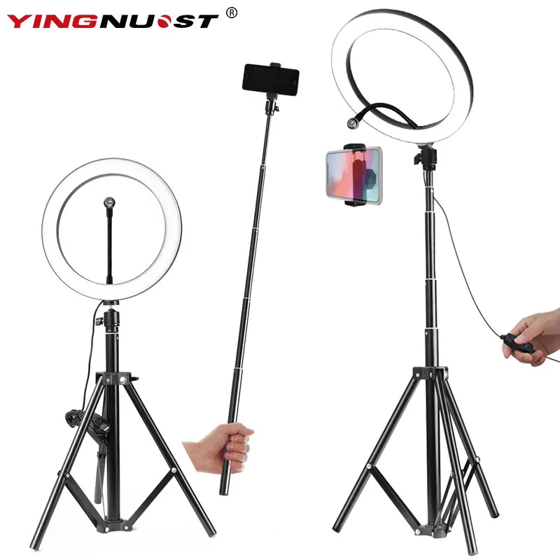  10inch 26cm Selfie Portrait LED Ring Light for Cellphone Camera Video Record Makeup 1.8m Height Tri - 32979887765