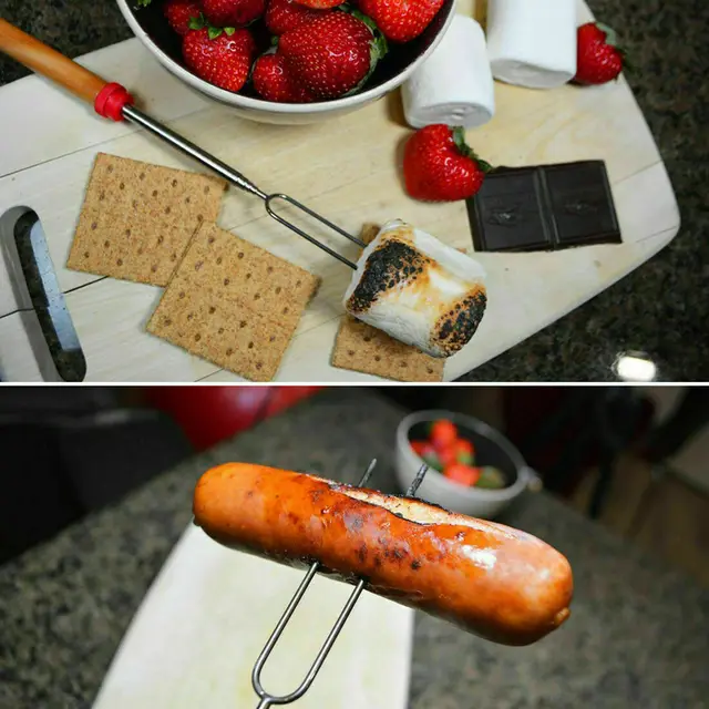 8X 32 ' Bbq Villák Teleszkópos Marshmallow Pörkölt Botok Nyársok Hot Dog Barbecue Szerszámok Fekete Tároló Táskával #40 - Image 2