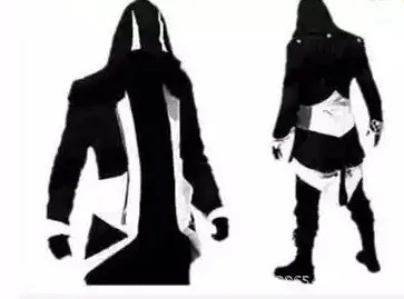 Assassins Creed, косплей, для взрослых мужчин и женщин, уличная куртка с капюшоном, пальто, верхняя одежда, костюм Эдварда Assassins Creed, костюм на Хэллоуин - Цвет: black and white