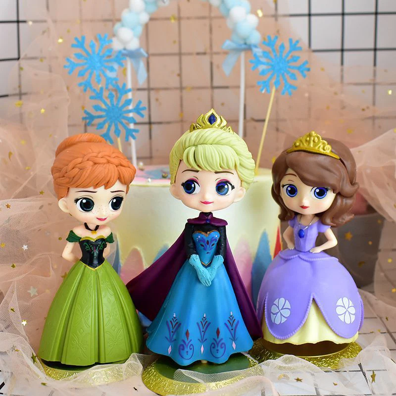 

10 Styles Q Posket Sophia Snow Queen Elsa & Anna figure Toys Dolls Aurore 10-17cm PVC Anime Dolls Figures Collectible Model Kids