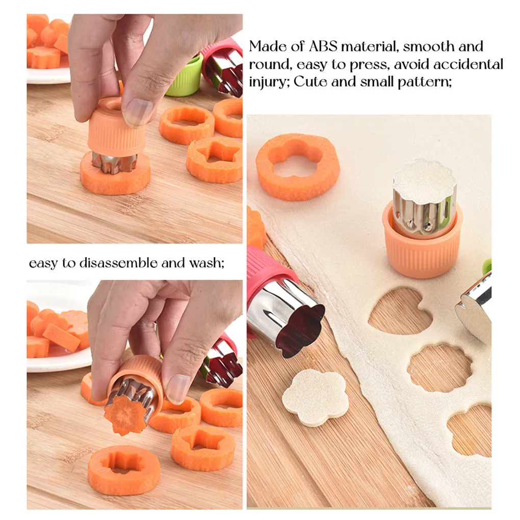 Star Heart Shape Vegetables Cutter Plastic Handle Portable Cook Tools Stainless Steel Fruit Cutting Die Kitchen Gadgets 3PCS/Set