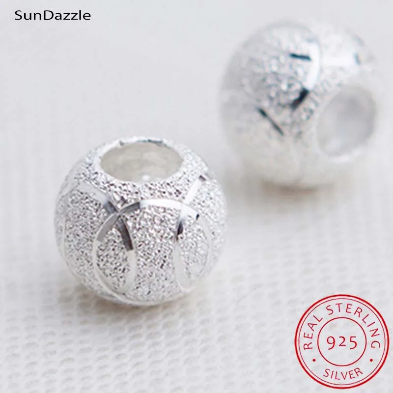 20 Perline Distanziali In Argento Sterling 925 - Foro Grande - Rotonde 3, 4, 5, 6, 7, 8 Mm - Per Creazione Gioielli E Anelli