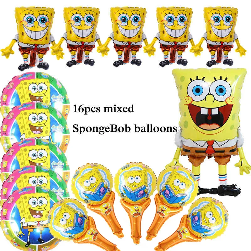 16pc set SpongeBob 16 шт./лот смешанный воздушный шар Губка Боб мультфильм мини размер Губка Боб гелиевые воздушные шары и ручной воздушный шар Губка Боб - Цвет: 16pc set SpongeBob