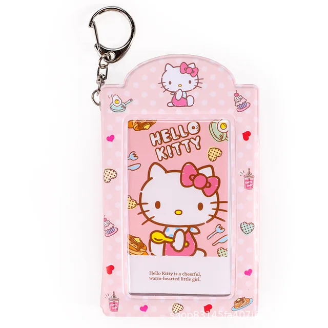 Cartoon Kawaii Card Sleeve Key Chain Cinnamoroll Kuromi Mymelody Bus Card Student Campus Meal Card Protection Cover Bag Pendant 3