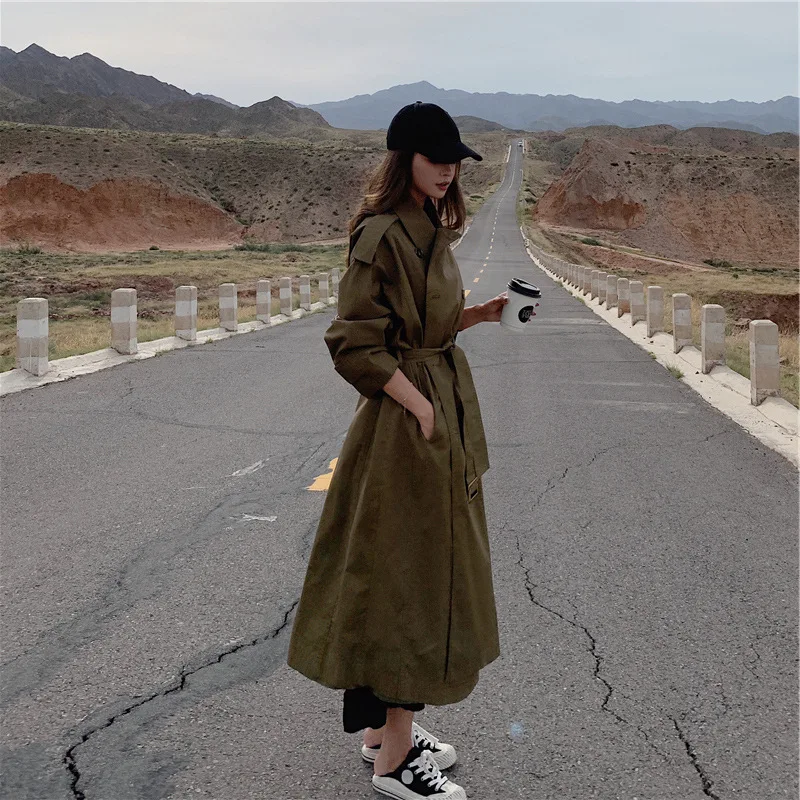 

Trench Coat Women's Mid-length Spring And Autumn 2019 New Style Autumn Popular Students Versatile Korean-style Loose-Fit Early A