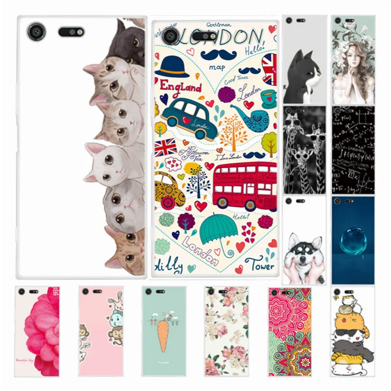

Phone Cases For Sony xperia X Compact Silicone Back Cover Soft TPU Funda For Sony Xcompact F5321 Case Cute Cartoon Painted Skin