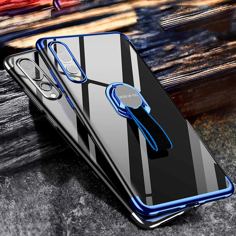 Роскошные покрытые чехлы для huawei P30 P20 Pro Lite mate 30 20, прозрачные мягкие съемные переплетенные кольца на палец, автомобильный держатель, бампер