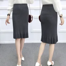 Женский свитер юбка Русалка миди вязаная юбка высокая талия юбки женские зимние длинные теплые вязаные юбки женские повседневные школьные