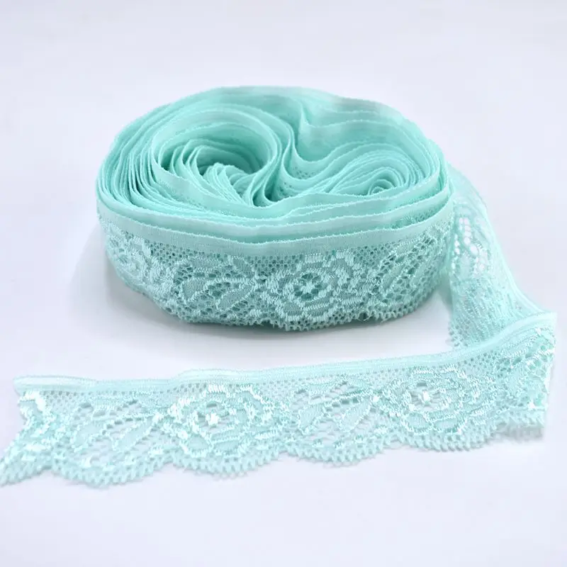 Mint Green 10 ярдов/партия эластичная кружевная отделка для шитья одежды украшения 24 мм из эластичной ткани с кружевом лента вышивка DIY Свадебные аксессуары - Цвет: Mint Green