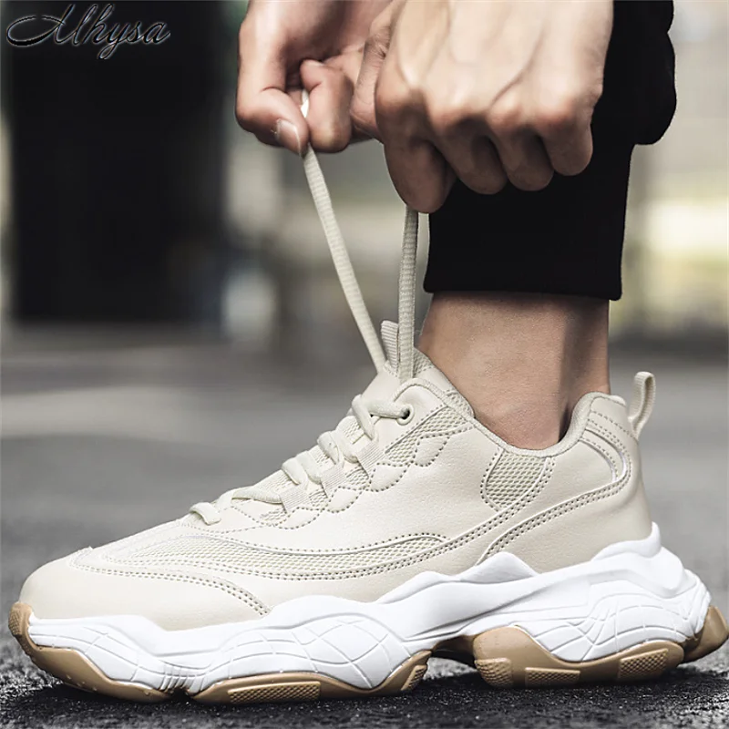 

Mhysa 2020 Men's New Spring PU Breathable Sneakers Comfortable Non-slip Shockproof Bounce Powerful Flying Weave Sneakers Y036