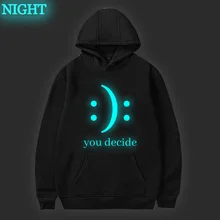 

Hoodie Hip Hop Streetwear Your Decide Letters Anime Pullovers Luminous Tops Loose Long Sleeves Autumn Man Clothes