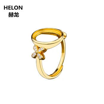 

925 Sterling Silver Women Wedding Ring 10x13mm Oval Cabochon Semi Mount Ring fit Amber Lapis Lauzli Setting Adjustable