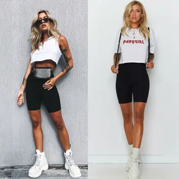 

Women Fashion Ladies Bicycle Elastic High Waist Stretch Shorts Sport Shorts Tights Casual Shorts