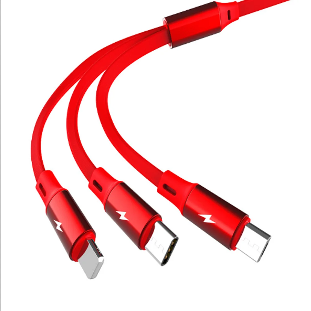 100 шт 2А Быстрая зарядка Выдвижной 3в1 usb type C Micro USB кабель 8 pin для iPh Кабель зарядного устройства 1,1 м