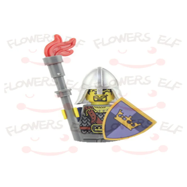 1PCS Blue Lion Red Green Dragon Knight Mini Two-person Villain Middle Age Assembling Building Blocks Children'sToy Medieval Knig 9803G