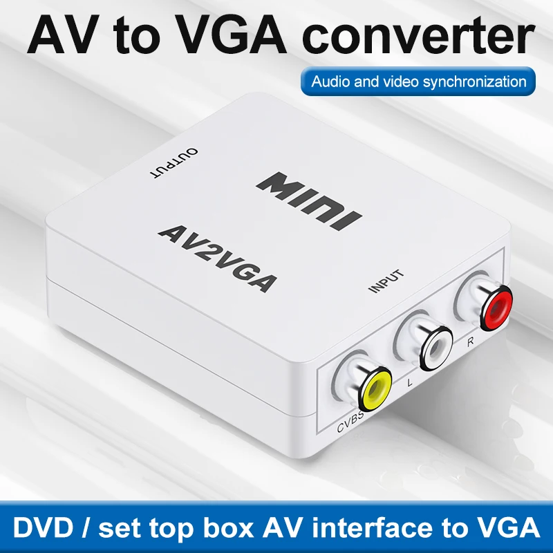 Conversor de vídeo kebidu av2vga, conversor de vídeo hd com áudio 3.5 milímetros av vga para pc e tv hd computador tv pará