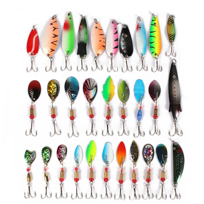 

1Pcs 30Pcs Metal + carbon steel Luya bait rotating sequins, warped mouth, perch pass kill type metal lure fake bait fishing