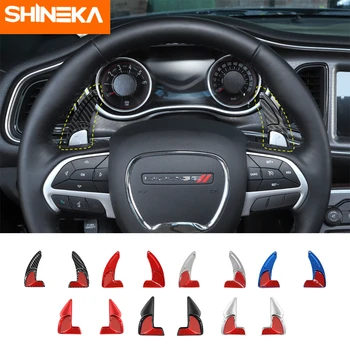 Shinekaインテリアモールディングダッジデュランゴのための車のステアリングホイールシフターパドル装飾アクセサリーdodge durango 2014 +