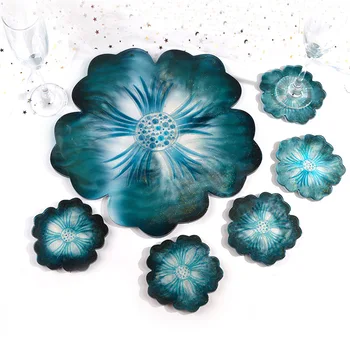 

Large Flower Shape Resin Coaster Molds DIY Silicone Tray for Fruit Cup Geode Agate Platter Epoxy Resin Molds for Jewelry