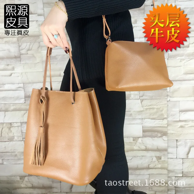 

2018 New Style Full-grain Leather Different Size Bags Genuine Leather Casual WOMEN'S Bag Shoulder Bag Handbag
