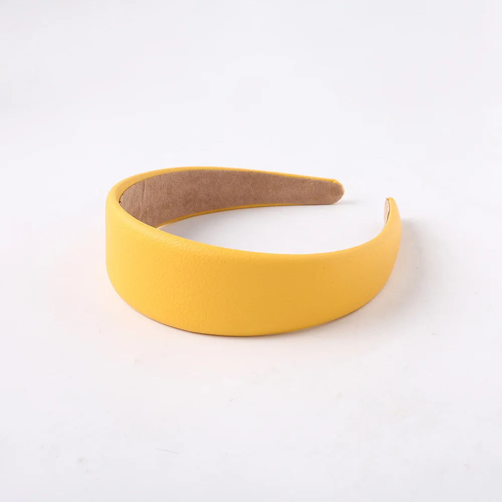 yellow New Pu Leather Fashion Hairband Headband Women Hair Head Hoop Bands Accessories For Girls Hairbands Headdress Scrunchy Headwear - Цвет: yellow