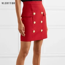 Весенне-осенняя Женская офисная юбка белого и черного цвета с золотыми пуговицами льва, женские мини-юбки с высокой талией Jupe Femme Saia