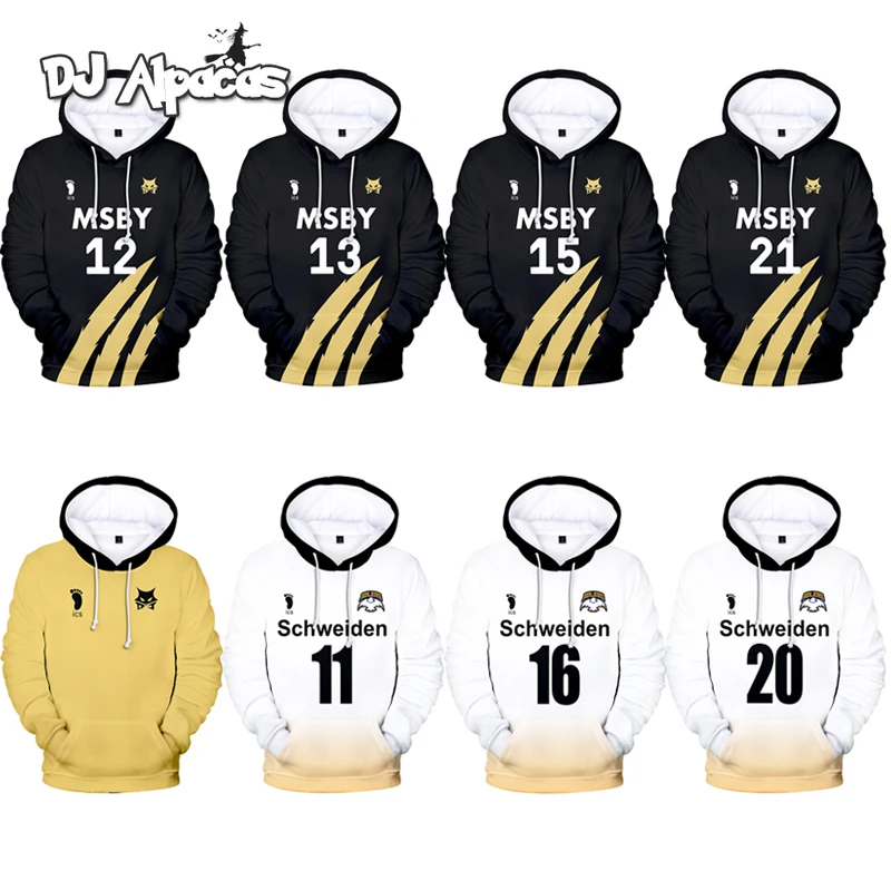 

Japan Anime Haikyuu Cosplay Costume MSBY Volleyball Club Shoyo Hinata Kotaru Bokuto miya atsumu Unisex Sportswear Sweatshirt