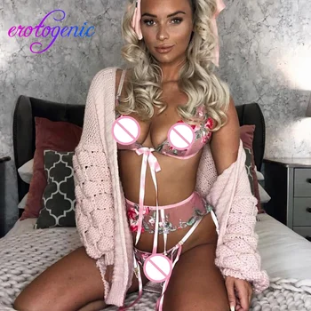 

Lingerie Set 3PCS Bra Lace New Sexy Fashion Bow Tie Sleepwear Underwear Lingerie Flower Lace Porno комплект нижнего белья