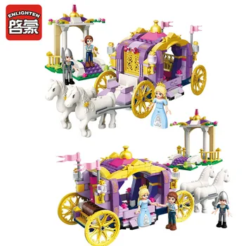 

City Friends Royal Carriage Building Block Princess Travel Violet Vehicle Bricks Model Toys Action Figures Child Christmas Gifts