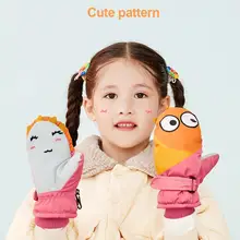 1 пара детских лыжные перчатки на открытом воздухе водонепроницаемые рукавицы, зимняя теплая ветронепроницаемая зимняя рукавица двойной Слои толстые теплые перчатки